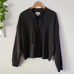 NWOT American Eagle Cropped Sweatshirt Size L Smoked Black